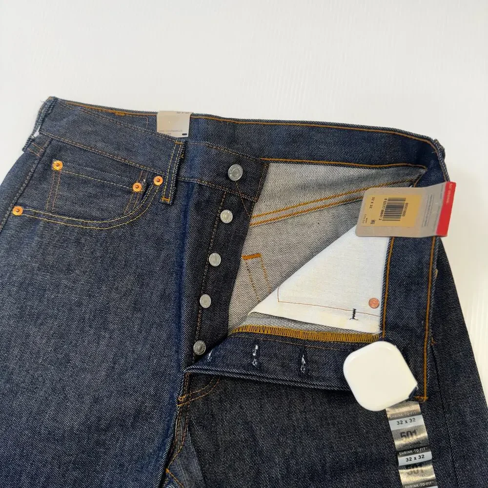Levi’s 501 Shrink To Fit Jeans 32x32 Deadstock Dark Wash NWT Dadcore Normcore - Picture 8 of 16